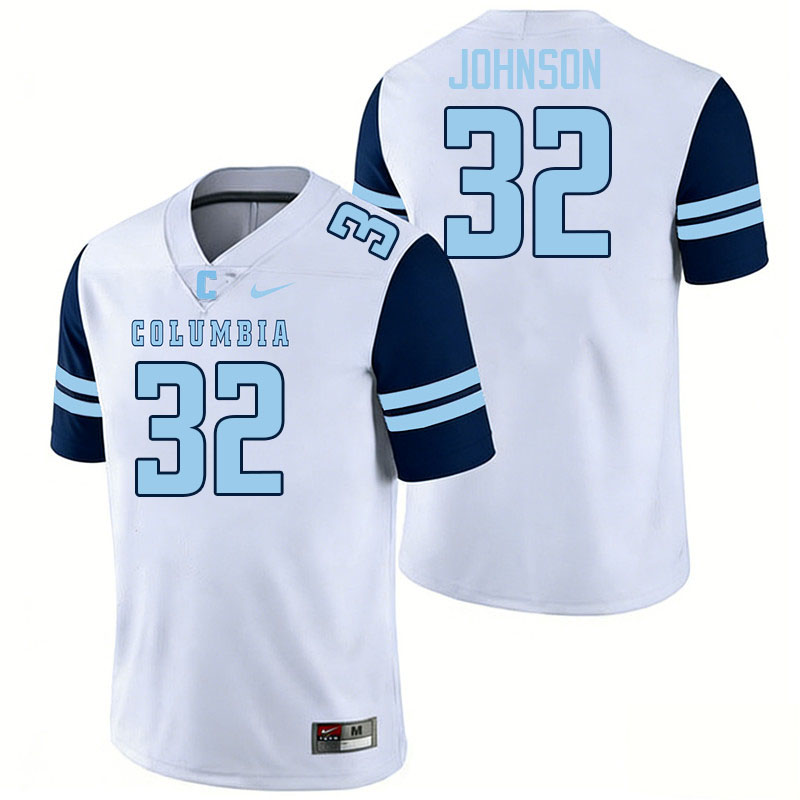 Columbia Lions #32 Griffin Johnson College Football Jerseys,Uniforms Stitched-White